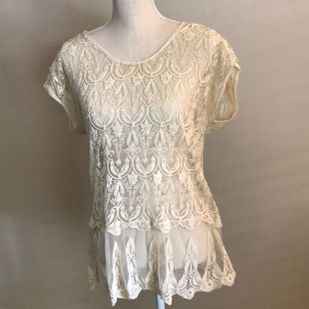 XL/L Aerie delicate cream lace extender layering